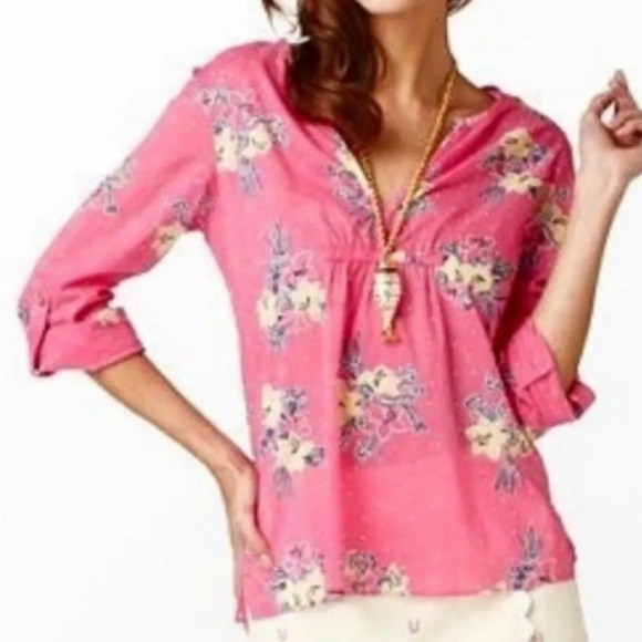 Lilly Pulitzer Hotty Pink Lady Loves Polka Dots Print Clementine‎ Pullover Top - Picture 1 of 10